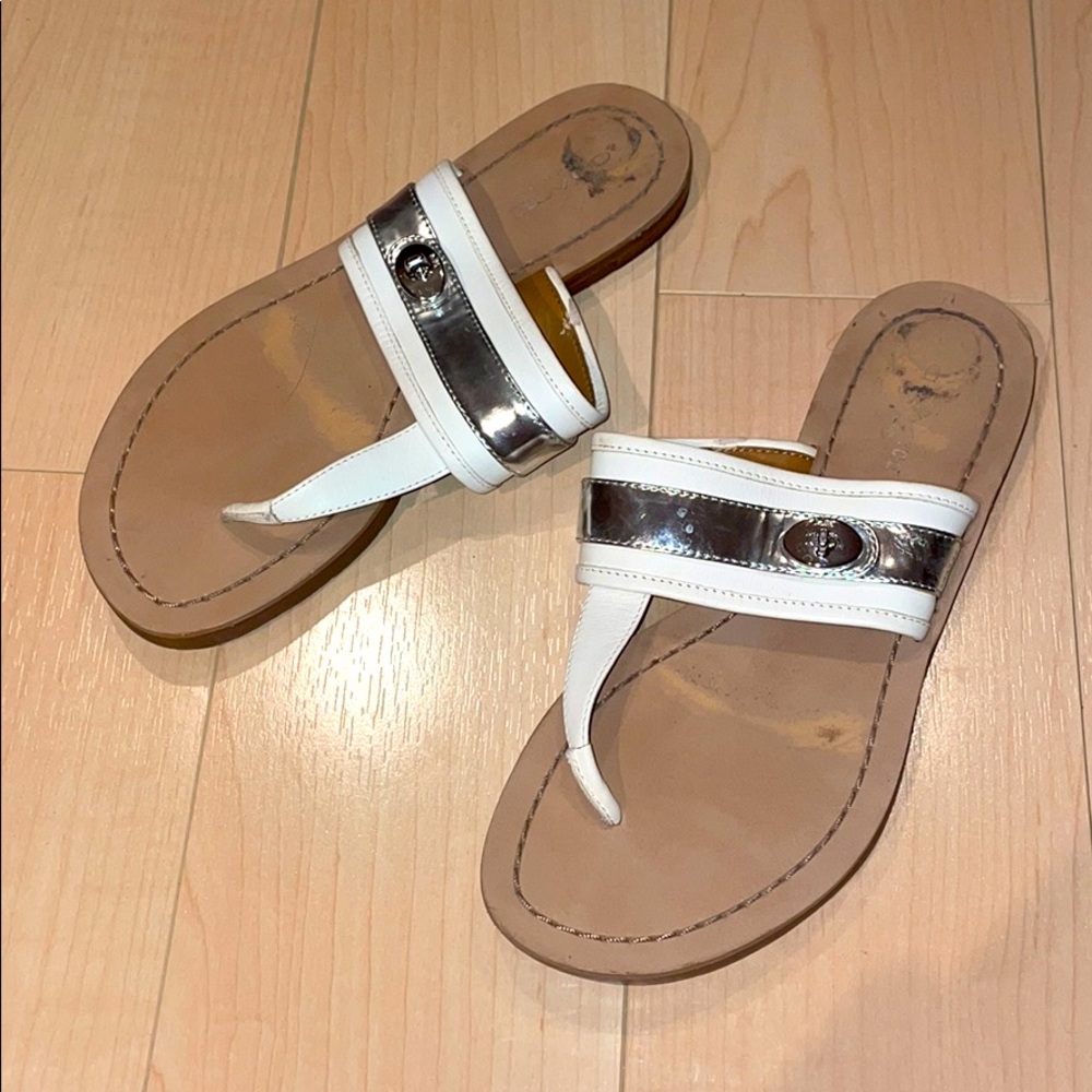 Coach white and silver sandals